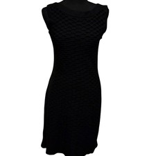 Connected Apparel Knit Honeycomb Sheath Capsule Dress Black Sz M Career classic