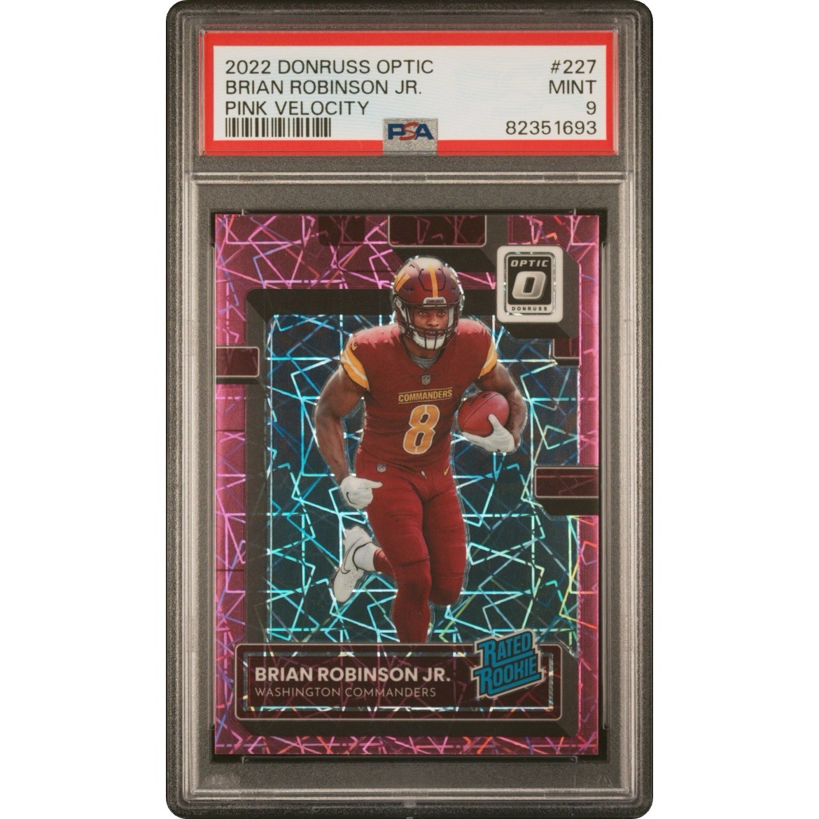 Brian Robinson Jr. Panini Donruss Optic #227 Pink Velocity