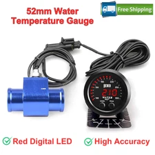 Universal 52mm Water Temperature Gauge W Alarm& 1/8 NPT Sensor Car Digital Meter