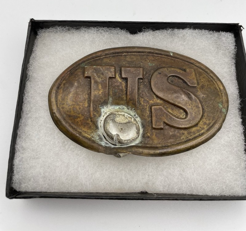 Antique Civil War Belt Buckle With Bullet In It  (Virginia Dug)