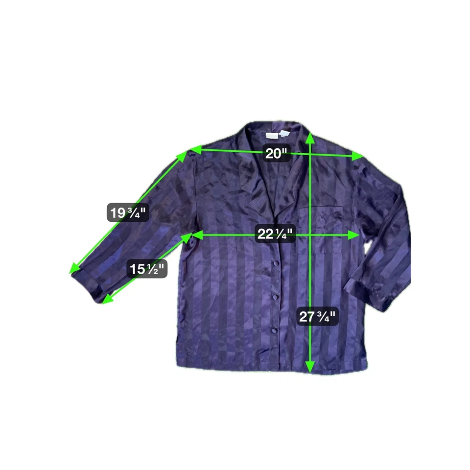 Conjunto de pijama cacique de colección púrpura a rayas camisa con botones pantalones ropa para dormir para mujer S Foto 3 de 4