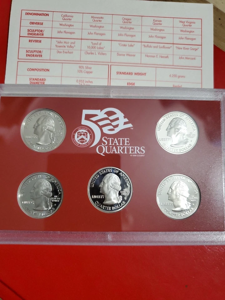 2005 S .90 Silver 50 State Quarters 5 Coin SetOriginalUS Mint Sealed Case no Box - Image 3 of 4