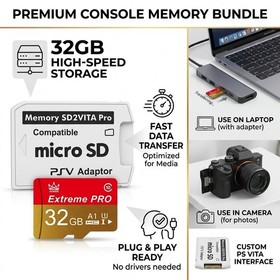 128GB + 32GB Micro SD Card Kit SD2VITA Adapter Fast Storage for PS Vita Console