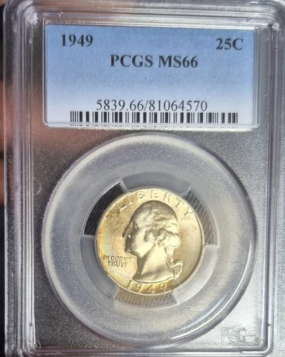 1949 p washington quarter ms66