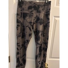 Athleta Brown & Black Yoga Pants w/Waist Pocket Size S