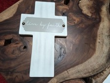 Decorative Wooden Cross Wall Decor with 'Live by Faith' Sign 12x7.5"