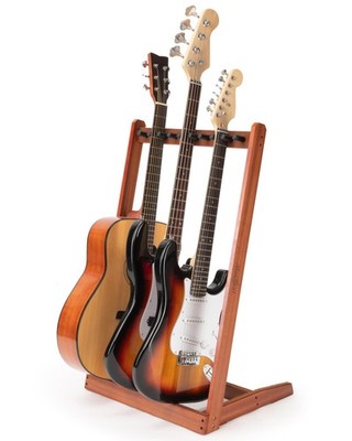 Multiple Guitar Stand, Mahogany Wood Multi Guitar Stand for 3 Acoustic, 5 Ele...