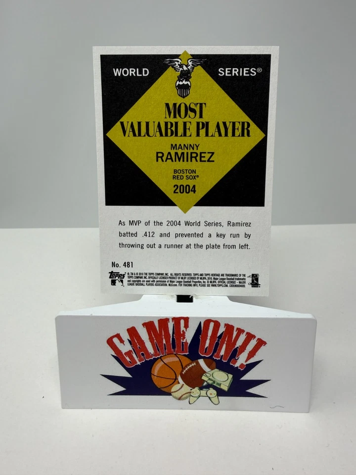 2010 Topps Heritage Baseball Manny Ramirez Most Valuable Player SP Card #481 - Image 2 of 2