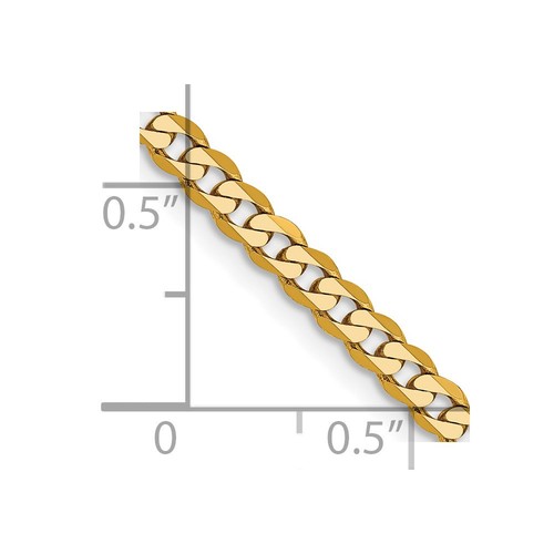 14k Yellow Gold 2.9mm Beveled Curb Link Chain Bracelet 7 Inch - Picture 4 of 4