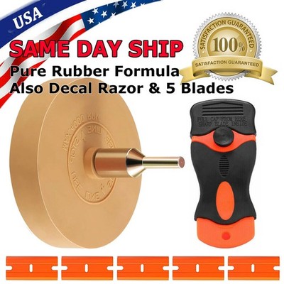 2PC Car Decal Remover Razor 3M Glue Rubber Eraser Wheel Remove Adhesive Sticker