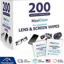 200 Individually Wrapped Lens Wipes - Streak-Free Cleaning for Glasses  Screens