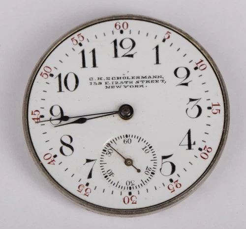 Antique Waltham Pocket Watch C.H. Scholermann Dial & Movement 28mm - Parts
