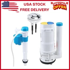 Toilet Dual Flush Valve,Fill Valve,Push Button, One Piece Toilet Repair Kit, ...