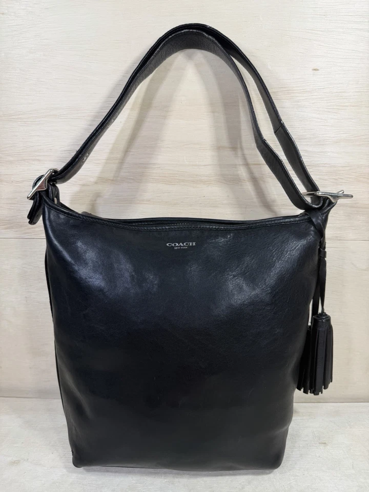 Bolso de Hombro COACH 19889 Legacy Cuero Negro con Borlas Acento y Bolsa Antipolvo Foto 4 de 4