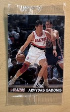 Arvydas Sabonis 1995 Skybox Franz Rookie Card #9, Sealed Portland Trailblazers. rookie card picture