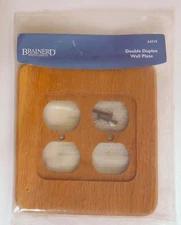 64715 Medium Oak Wood Double Duplex Outlet Cover Wall Plate