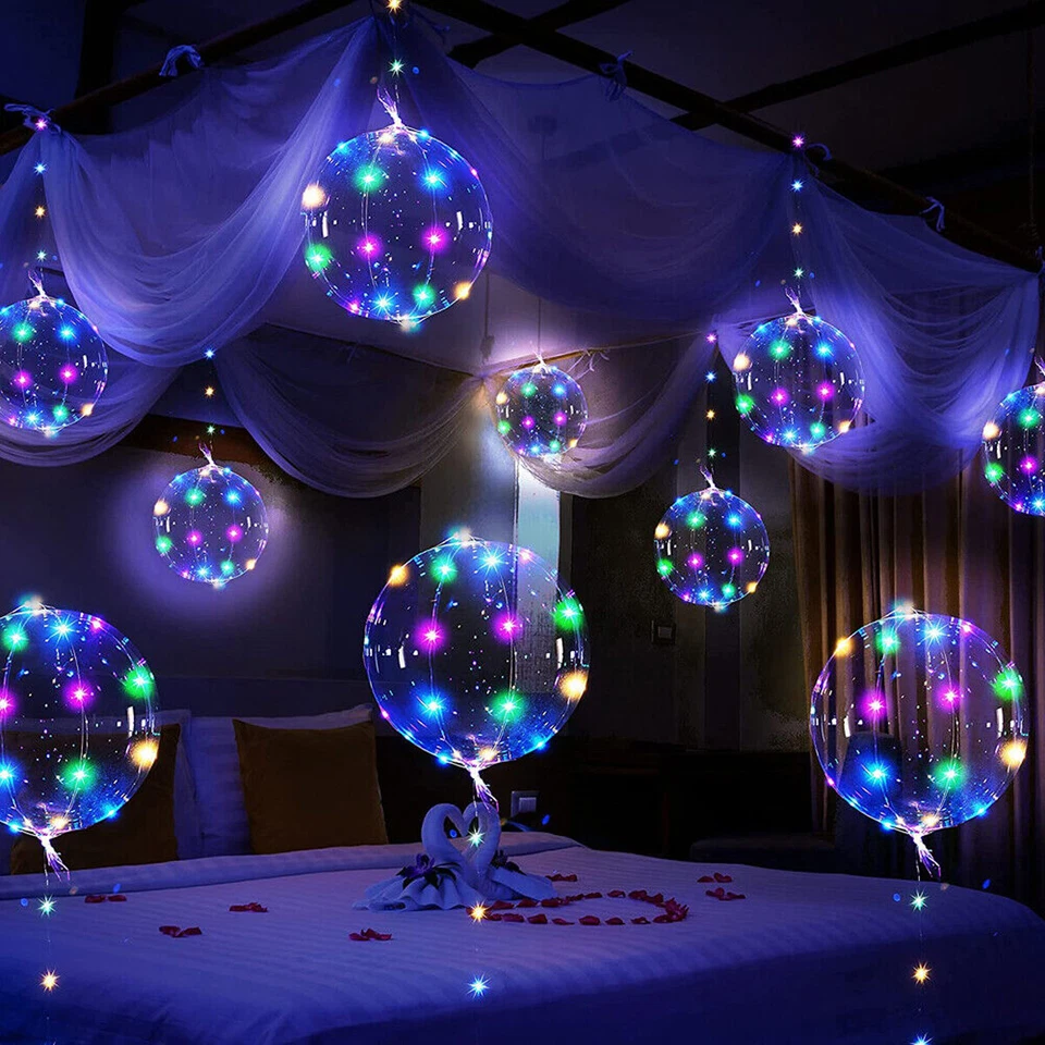 6 Piezas Globos BoBo Luz LED Multicolor 20" Globo Burbuja Decoración Día de San Valentín Foto 2 de 4