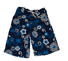 BOY'S LANDS' END BLUE FLORAL SWIM SHORTS SIZE SMALL