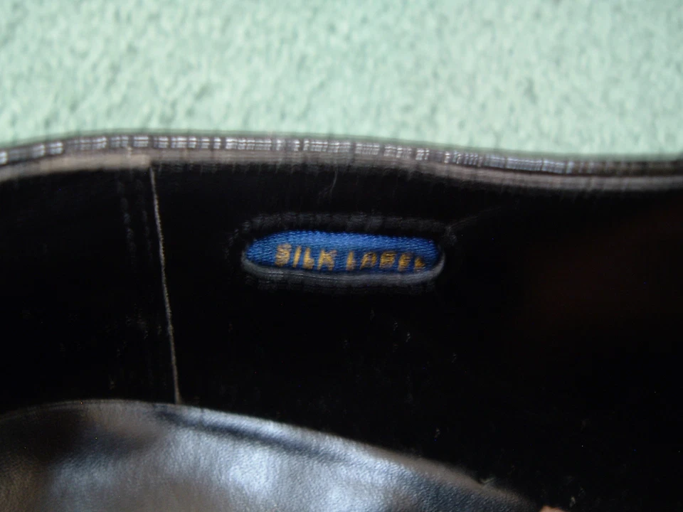 Suelas de uñas de madera vintage de cuero negro punta de ala larga Oxford etiqueta de seda portage Foto 4 de 4