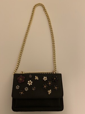 Stradivarius Floral Black Chain Shoulder Bag
