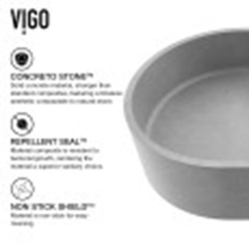 COLECCIONES MODERNAS DE PIEDRA VIGO CONCRETO 23 IN. FREGADERO RECIPIENTE BAÑO OVALADO VG04058 - Imagen 3 de 7