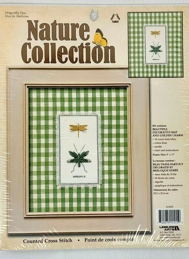 Vintage Leisure Arts Nature Collection Counted Cross Stitch "Dragonfly Duo" Kit - Image 2 of 3