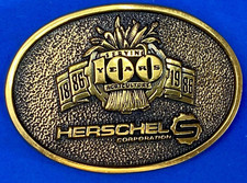 Herschel Corporation 100 Year Agriculture Farm Vtg. BTS Solid Brass Belt Buckle