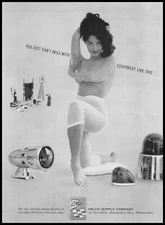 1958 Kelco Fire Equipment Supply Minneapolis Photo Topless Brunette Print Ad