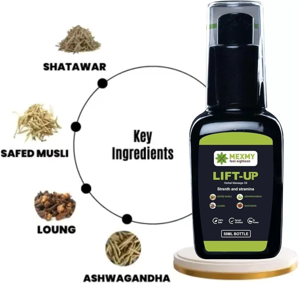 Lift-UP Massage Oil for Men 100% Pure and Natural - 50 ml | Original Lift up Oil - Image 2 of 3