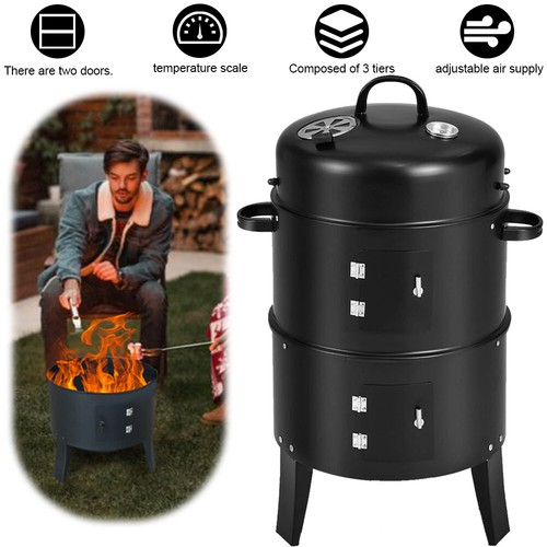 Joyagrill BBQ Smoker Grill 40,6 Cm – Mit Thermometer, 2 Grillrosten & Hitzebeständigen Griffen