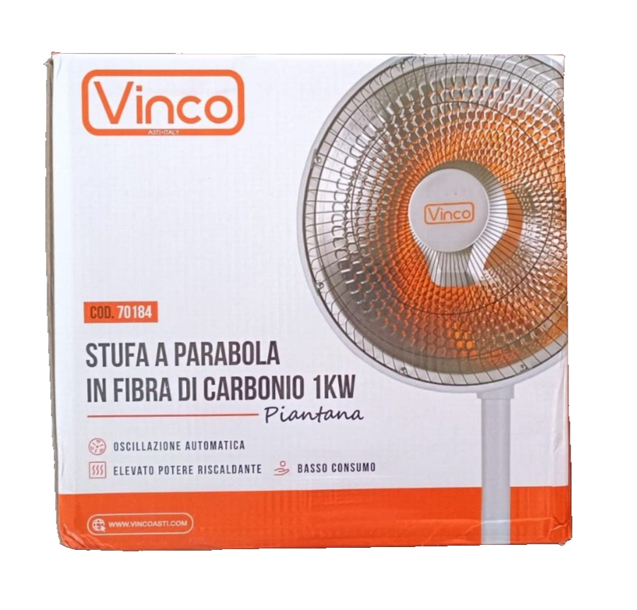 Stufa A Parabola HSH-10 46 Cm – 1000W, Radiante A Carbon Crystal, Oscilla, Timer E 3 Livelli