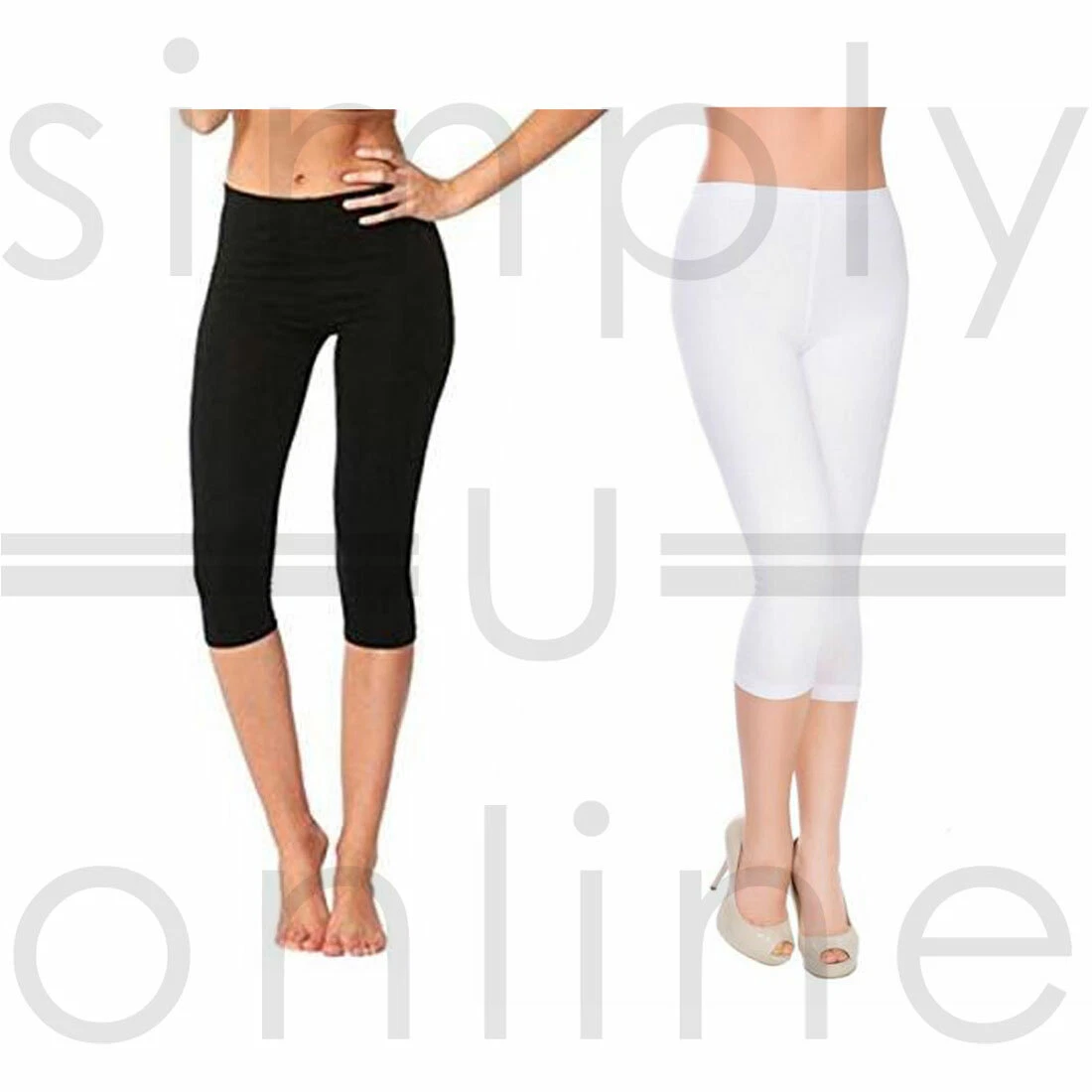 3/4 Length Cotton Lycra Stretch Short Cropped Leggings Summer (US