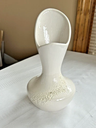 Vintage Royal Haeger USA Textured White Vase 9" Tall