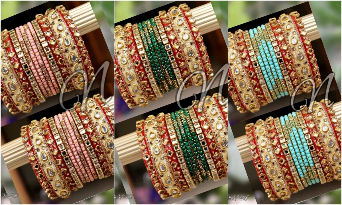 Indian Multi Color Party Wear Chura Wedding Glass Kundan Work
