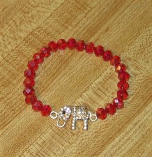 Rhinestone Elephant with Red Crystal Bracelet