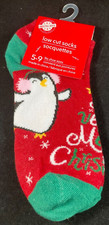 Christmas House - Penguin Red Socks - Girl's Size 5-9 - Low Cut Socks