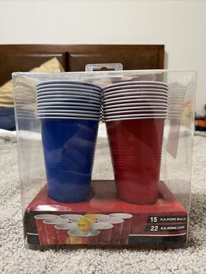 THE ORIGINAL KA-PONG NEW (Beer Pong Set) 22 Cups / 15 Balls Red Blue