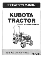 Tractor Operators Instruction Maintenance Manual Kubota BX1500 BX1800 B2200