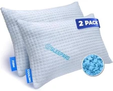 Queen Size Memory Foam Pillows Set of 2 - Extra Firm Cooling for Side 