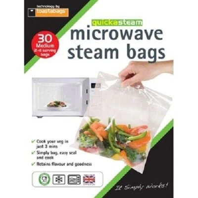 TOASTABAGS Microwave Steam Bags Medium 30/pk Perfect For 2-4 Servings