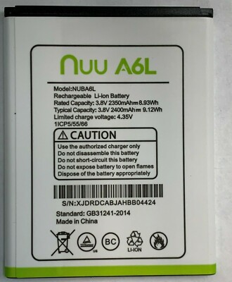 Replacement Battery for NUU Mobile A6L NUBA6L 2400mAh *Same Day Ship*