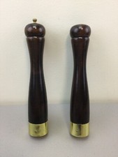 2 Pcs Set Vintage Wooden Salt Shaker  Pepper Mill Grinder Japan 10 1/2" Tall