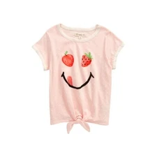Tucker + Tate Kids' Tie Front Graphic Tee In Pink Seashell Smiley Size 2 NWT