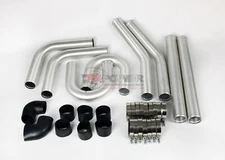 2.5" ALUMINUM SILICONE HOSE+CLAMP SILVER INTERCOOLER PIPES KIT