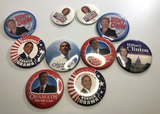 Barack Obama and Hillary Clinton political pin pins a lot of 10