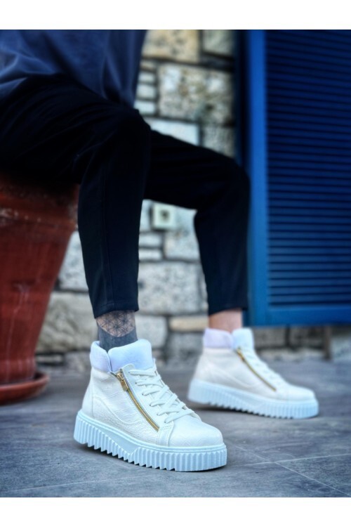 SNR-512 Grueso Alto Negro Suela Doble Cremallera Negro Hombre SPORTS Botas