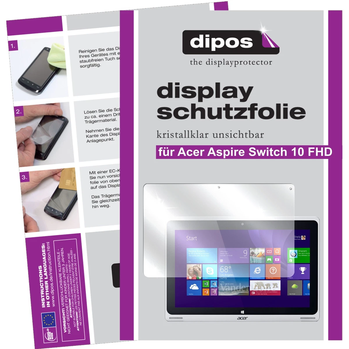 dipos I Pellicola Protettiva antiriflesso compatibile con Acer