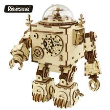 Robotime Wood Robot-shape Music Box In A Sechanical Steampunk Style Toy Dynamic