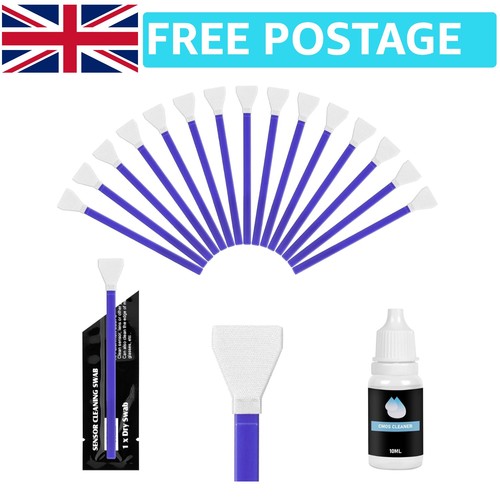 15-Pack 24mm Sensor Cleaning Swabs & 10ml Cleaner for DSLR Mirrorless Cameras