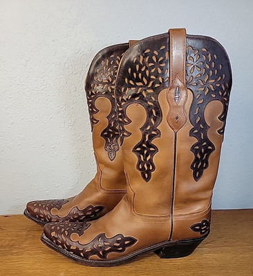 Fancy Old West LF1539 Women s Western Cowboy Boots Brown Tan Leather Size 10